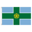 Derbyshire county flag with green cross edged in white and gold rose on light blue, 5ft x 3ft