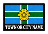 Derbyshire personalised county patch artwork preview, 90 x 60mm