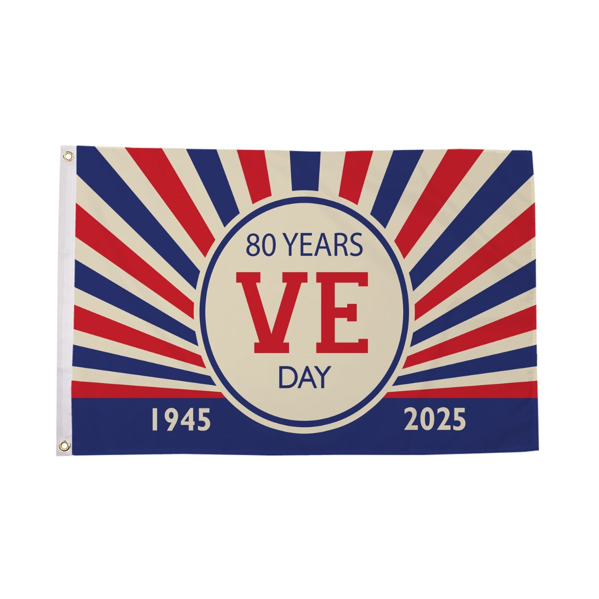 Flagmania VE Day 2025 Flag (A) 5ft x 3ft 5ft x 3ft Polyester Flag