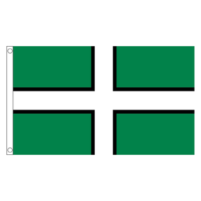 Devon county flag with white cross edged in black on green, 5ft x 3ft