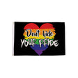 Don't Hide Your Pride Flag 5ft x 3ft with rainbow heart on black background