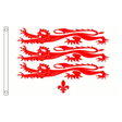 Dorset Old Lions flag with three red lions and red fleur-de-lis on white, 5ft x 3ft