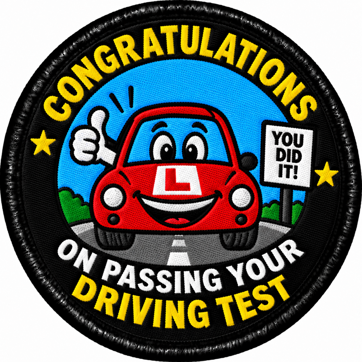 Driving Test Passed Congratulations 80mm embroidered patch