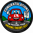 Driving Theory Test Pass 80mm Embroidered Patch