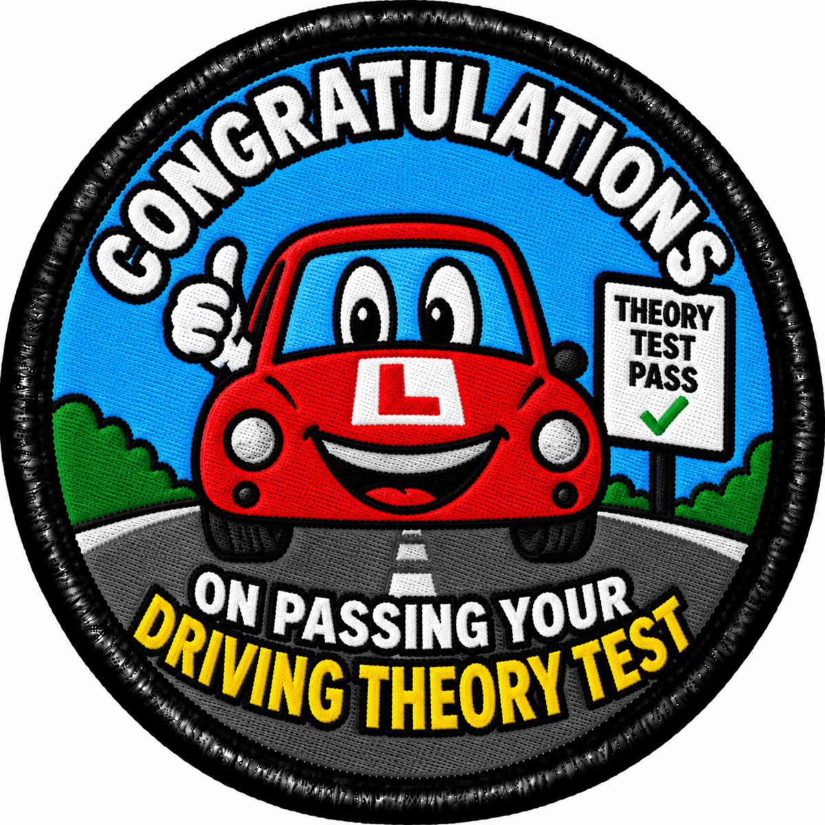 Driving Theory Test Pass 80mm Embroidered Patch