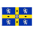 Durham County old flag with gold cross, four white lions, black diamonds and central white rose on blue, 5ft x 3ft
