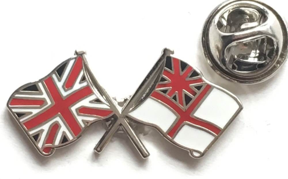 Union Jack and Navy White Ensign Flags MOD Approved Enamel Lapel Pin Badge image 1