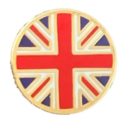 Small Round Union Jack Quality enamel lapel pin badge T1029 image 0