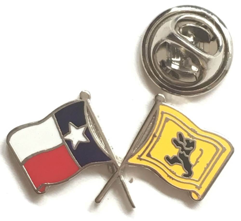 Texas and Scotland Lion Rampant Friendship Courtesy Enamel Lapel Pin Badge image 1