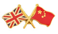 Union Jack & China Flags Friendship Courtesy enamel Lapel Pin Badge T356 image 0