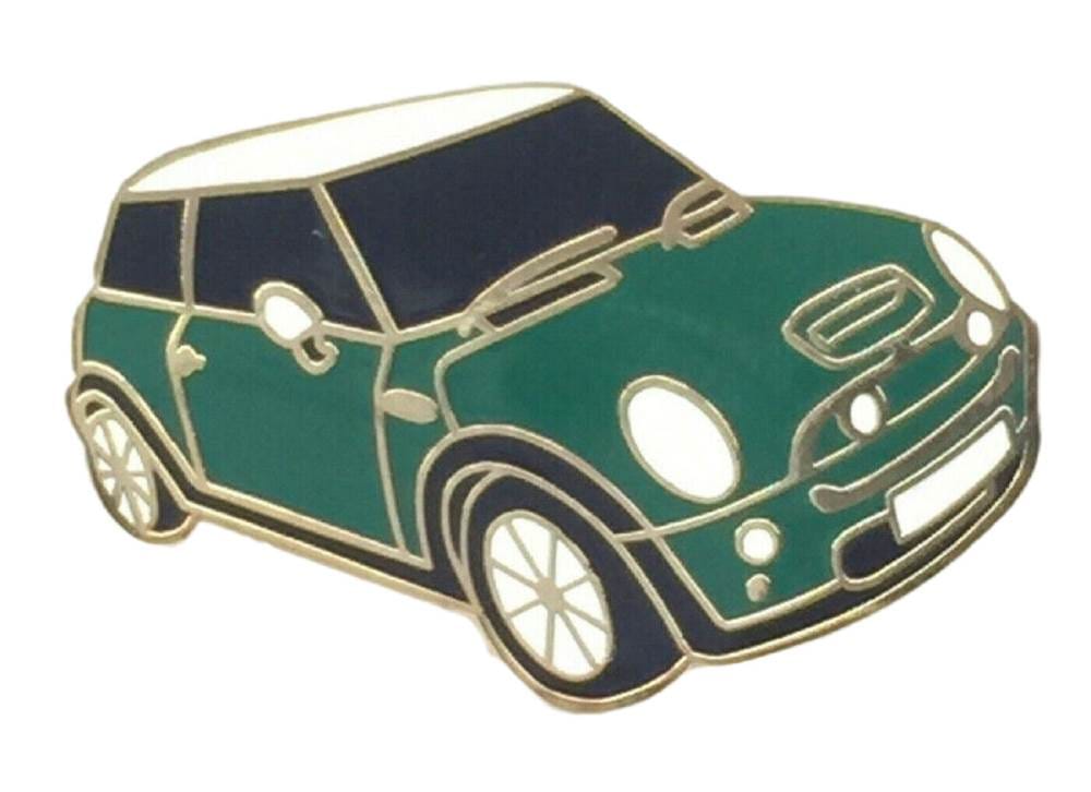 Mini New Shape Motorcar Green Quality Enamel Lapel Pin Badge image 0
