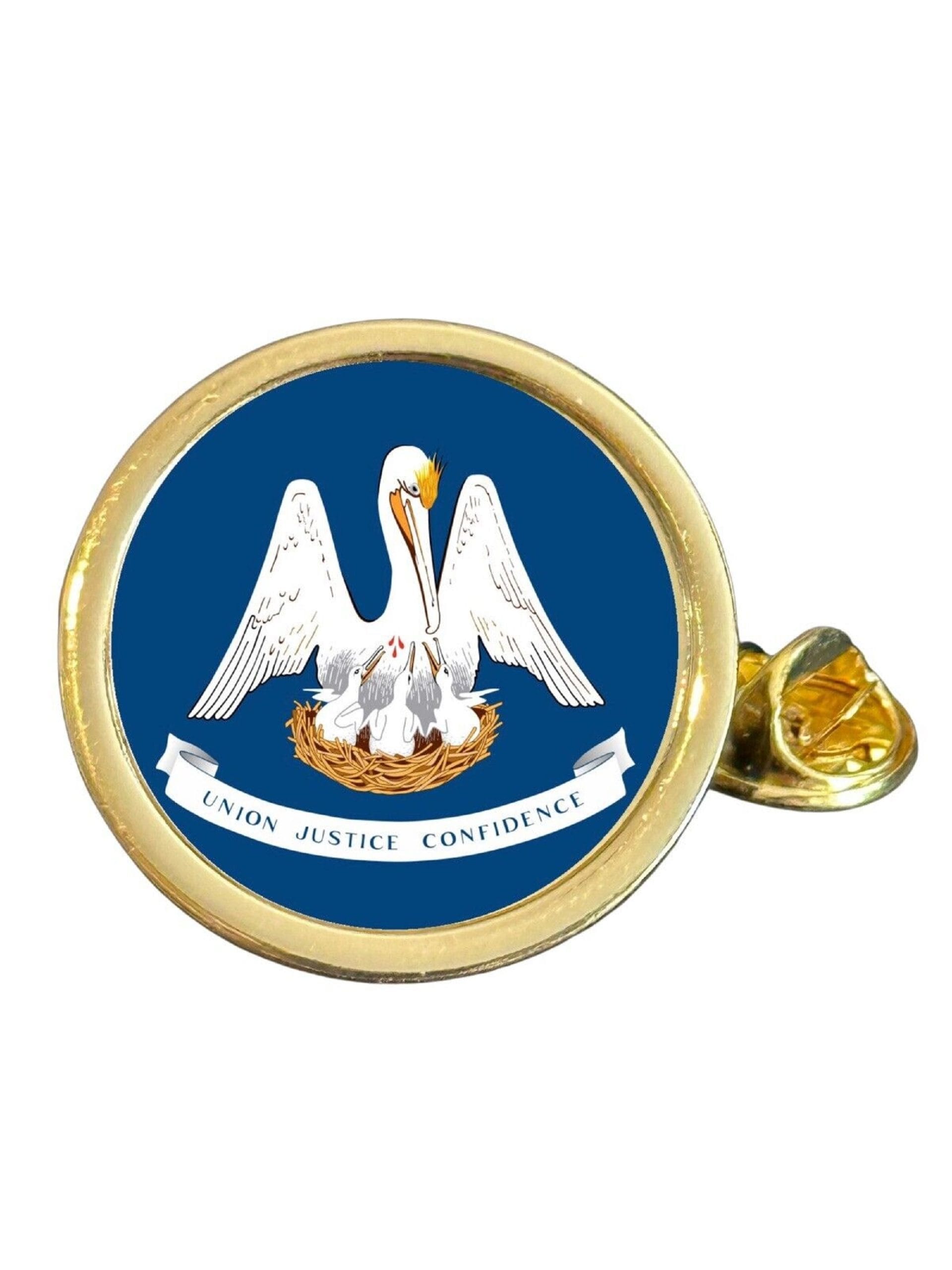 State Of Louisiana Part Flag USA Gold Plated Domed Lapel Pin Badge in Bag image 0