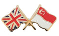 Union Jack & Singapore Flags Friendship Courtesy  enamel  Lapel Pin Badge T492 image 0