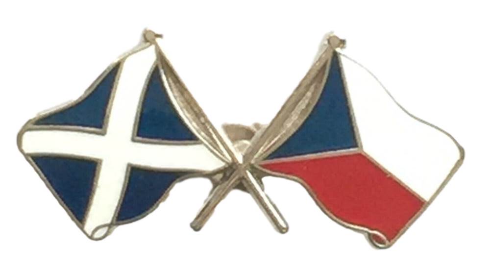 Scotland & Czech Republic Flags Friendship Courtesy Enamel Lapel Pin Badge T997 image 0