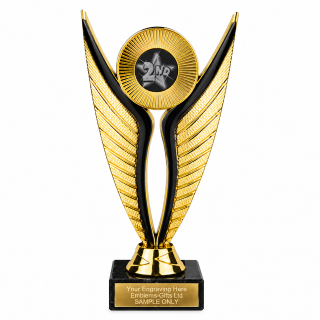 2nd Place Star economy trophy 195mm with plastic top and marble base
