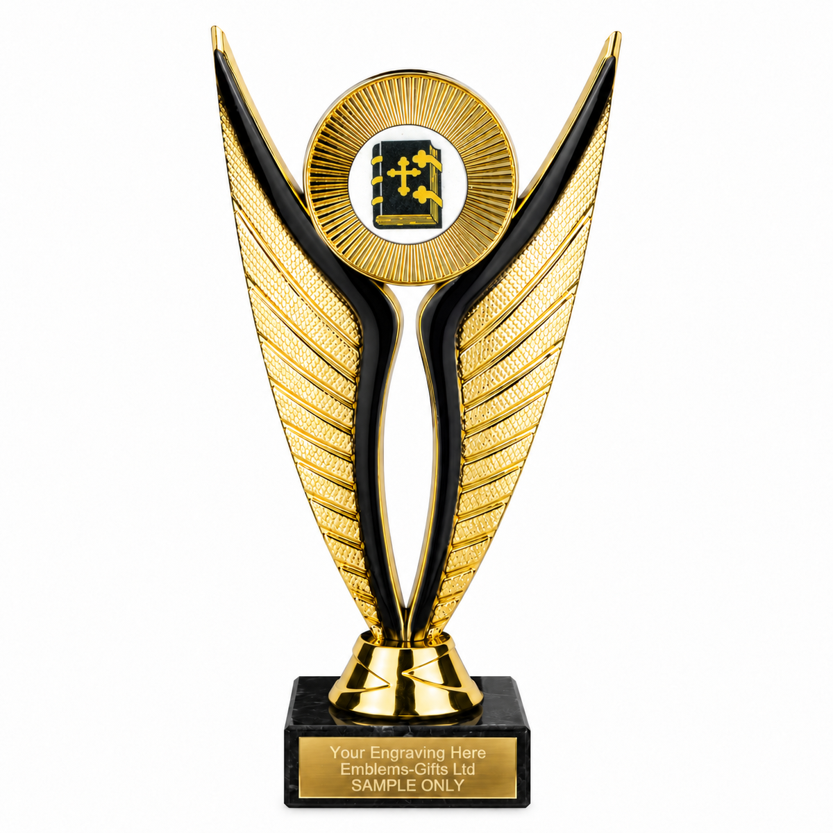Bible economy trophy 195mm with plastic top and marble base