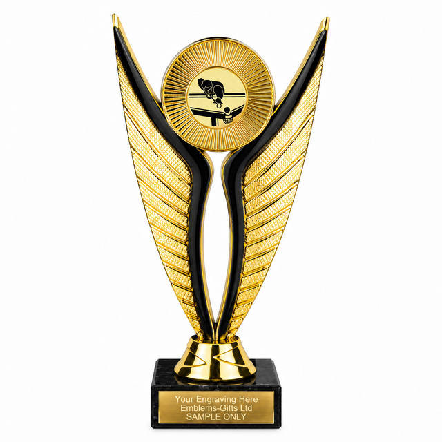 Snooker Player economy trophy 195mm with plastic top and marble base