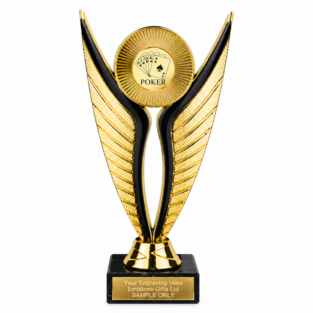 Poker economy trophy 195mm with plastic top and marble base