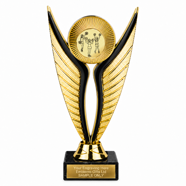 Cheerleading economy trophy 195mm with plastic top and marble base