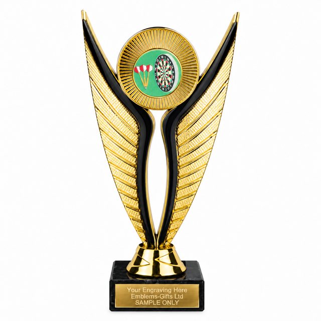 Darts and Board Green economy trophy 195mm with plastic top and marble base