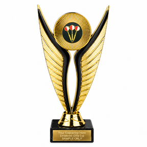 Three Darts economy trophy 195mm with plastic top and marble base