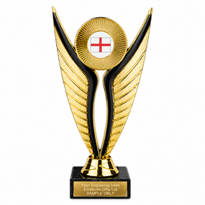 England Flag economy trophy 195mm with plastic top and marble base