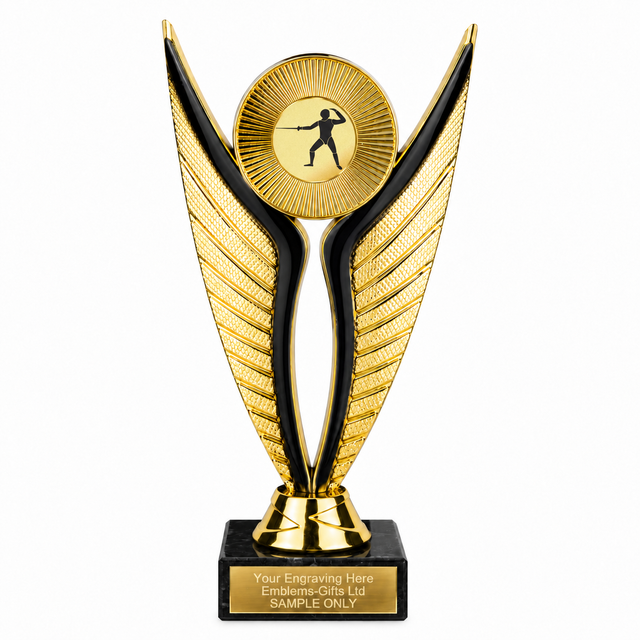 Fencing economy trophy 195mm with plastic top and marble base