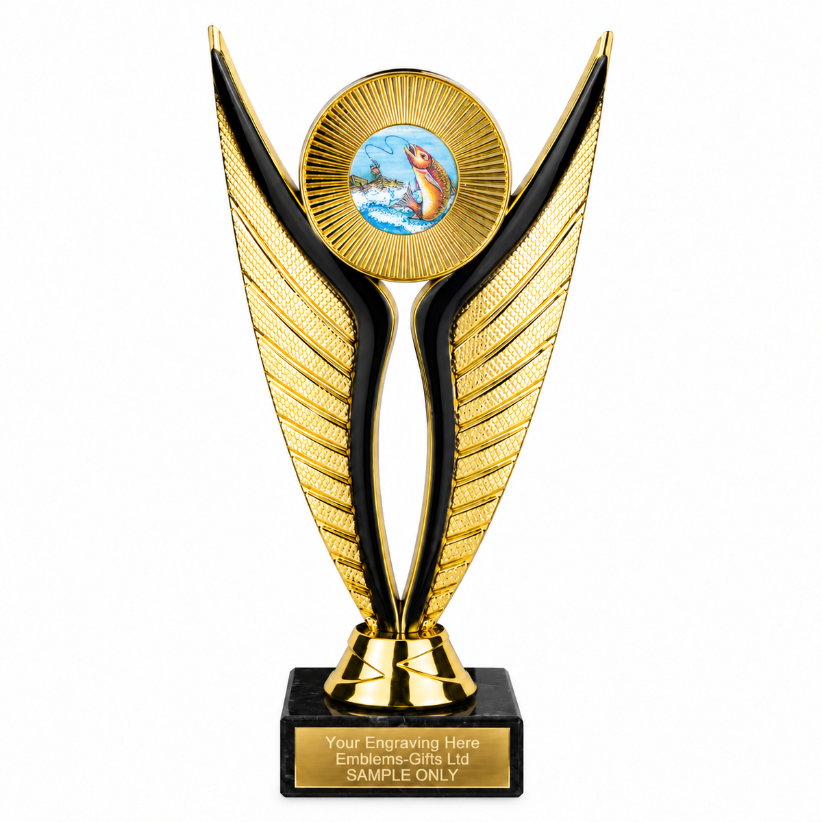 Fly Fishing Colour economy trophy 195mm with plastic top and marble base