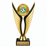 Football Green economy trophy 195mm with plastic top and marble base