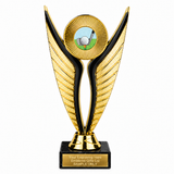 Golf Club and Ball Colour economy trophy 195mm with plastic top and marble base