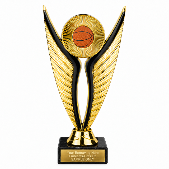 Basketball economy trophy 195mm with plastic top and marble base