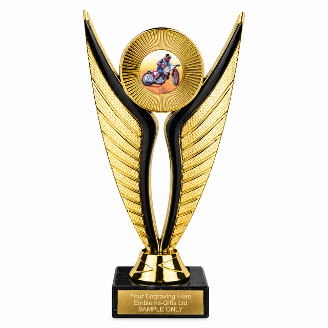Speedway economy trophy 195mm with plastic top and marble base