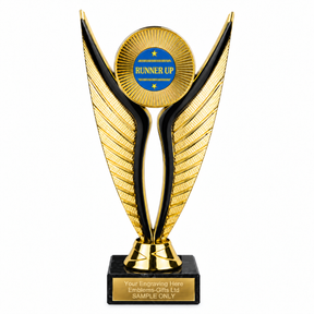 Runner Up Blue economy trophy 195mm with plastic top and marble base