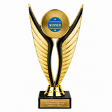 Winner Blue economy trophy 195mm with plastic top and marble base