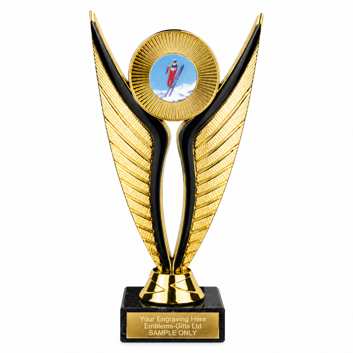 Ski Jumping economy trophy 195mm with plastic top and marble base