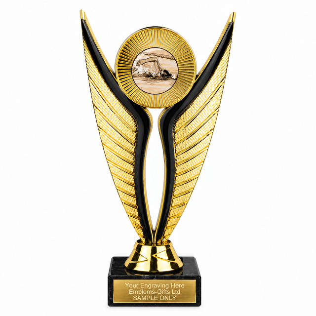 Swimming Front Crawl economy trophy 195mm with plastic top and marble base