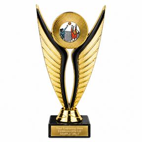 Female Volleyball economy trophy 195mm with plastic top and marble base
