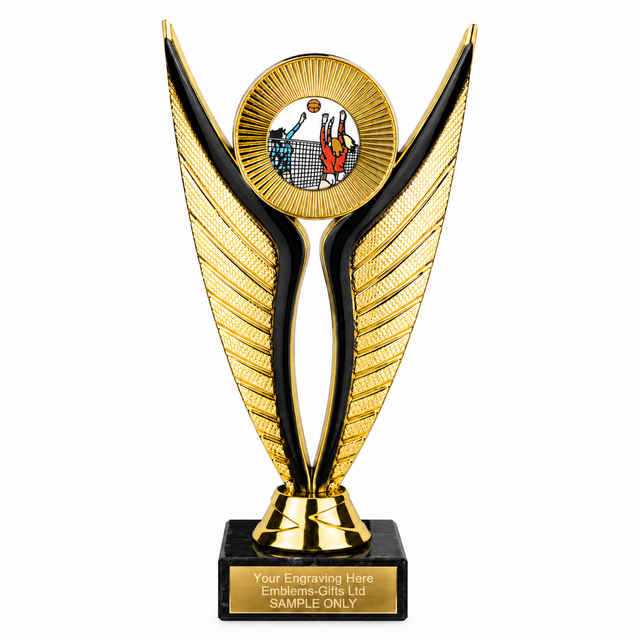 Female Volleyball economy trophy 195mm with plastic top and marble base