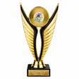 Football Player Blue economy trophy 195mm with plastic top and marble base