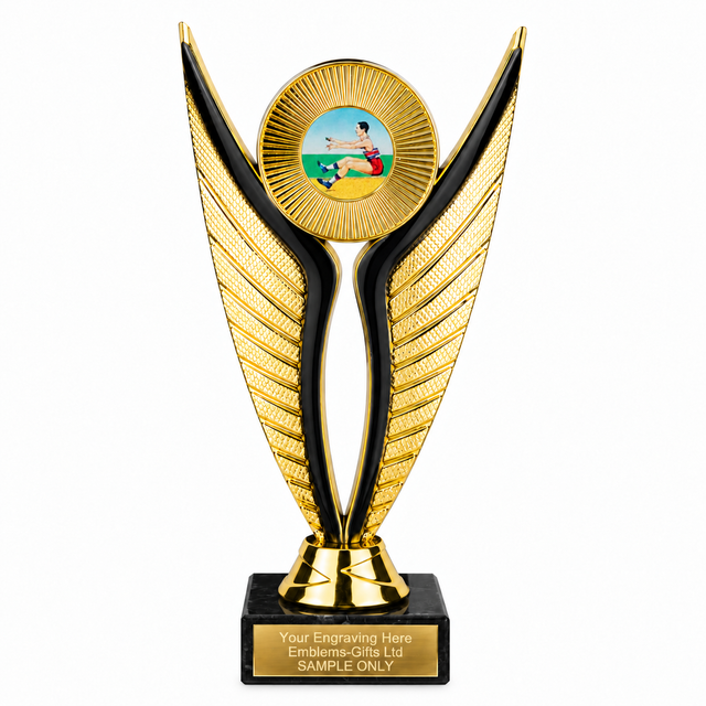 Long Jump economy trophy 195mm with plastic top and marble base