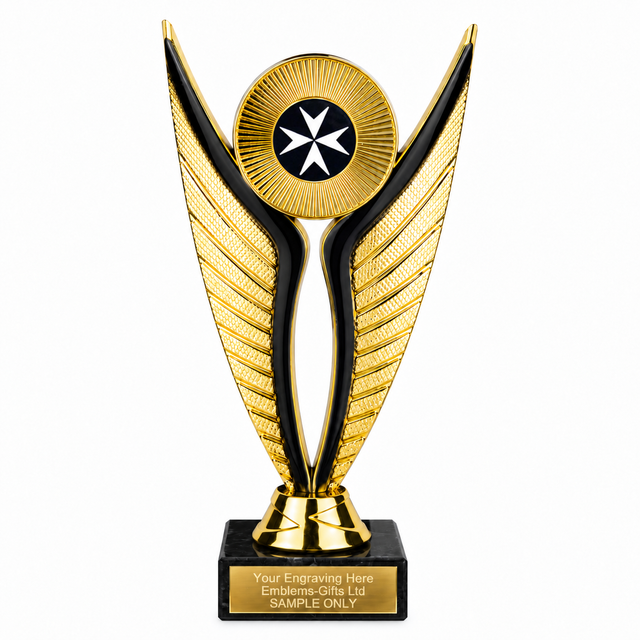 Maltese Cross economy trophy 195mm with plastic top and marble base