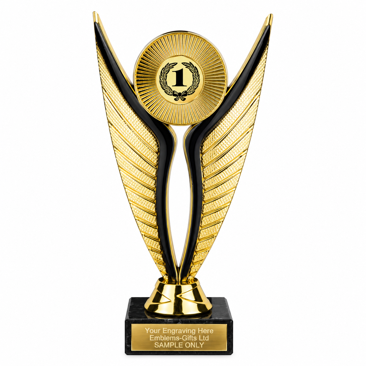 1st place economy trophy 195mm with plastic top and marble base