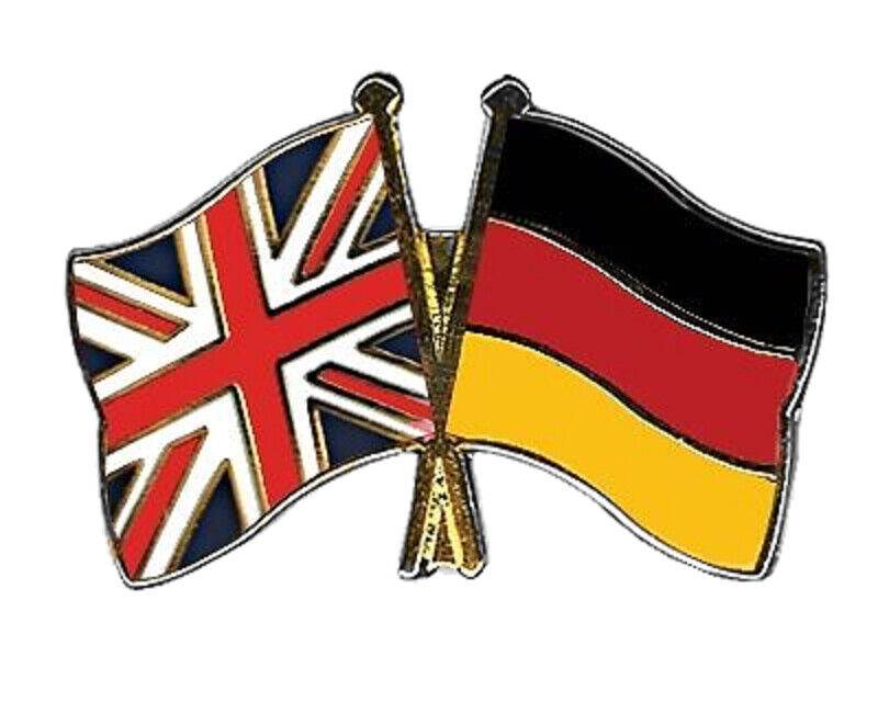 United Kingdom Union Jack & Germany Friendship Hard Enamel Lapel Pin Badge image 0