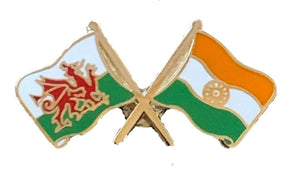 Wales & India Flags Friendship Courtesy Enamel Lapel Pin Badge T850 image 0