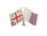 Union Jack and Qatar Flags Diplomatic Friendship Enamel Lapel Pin Badge image 2