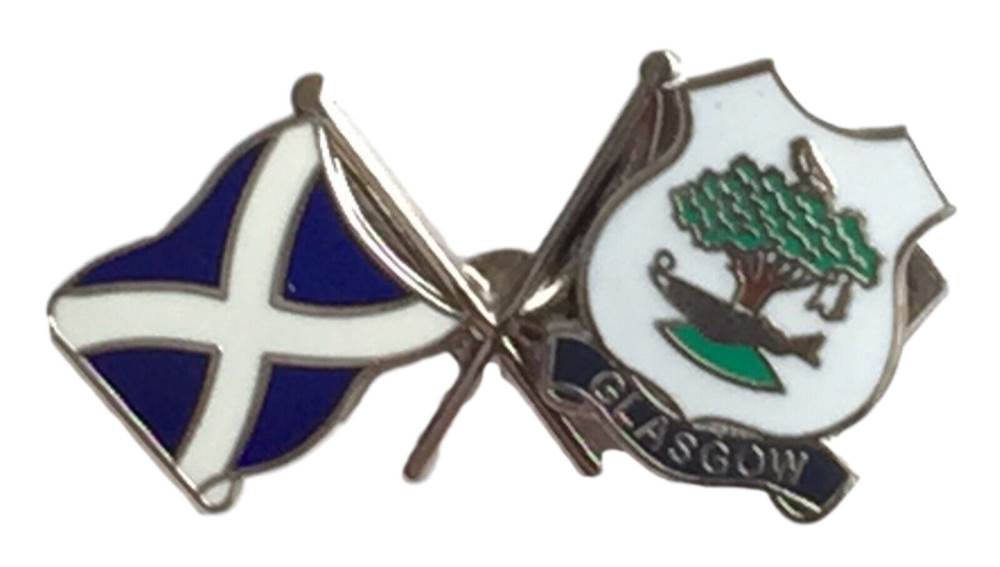 Scotland & City of Glasgow Flags Friendship Courtesy Enamel Lapel Pin Badge T399 image 0