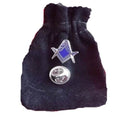 Masonic Cut Out Crest No G Silver Enamel Lapel Pin Badge with Black Velvet Pouch image 0