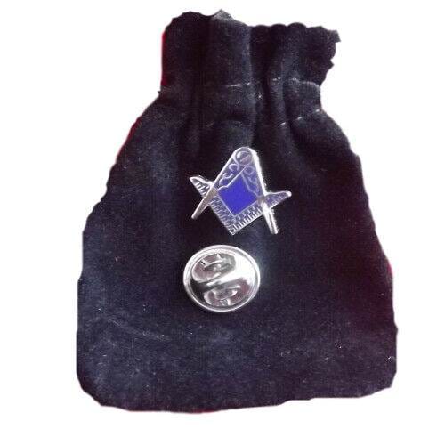 Masonic Cut Out Crest No G Silver Enamel Lapel Pin Badge with Black Velvet Pouch image 0