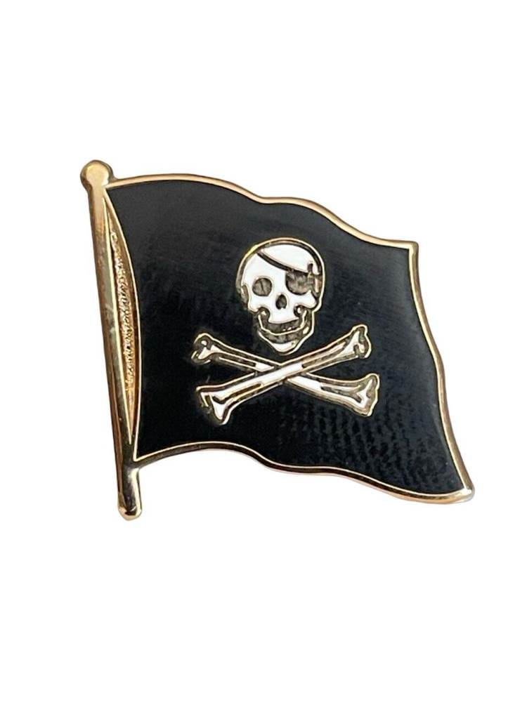 Jolly Roger Skull and Crossbones Pirate Military Enamel Lapel Pin Badge image 2