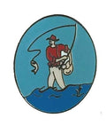 Anglers Fishing Round Quality enamel lapel pin badge image 0